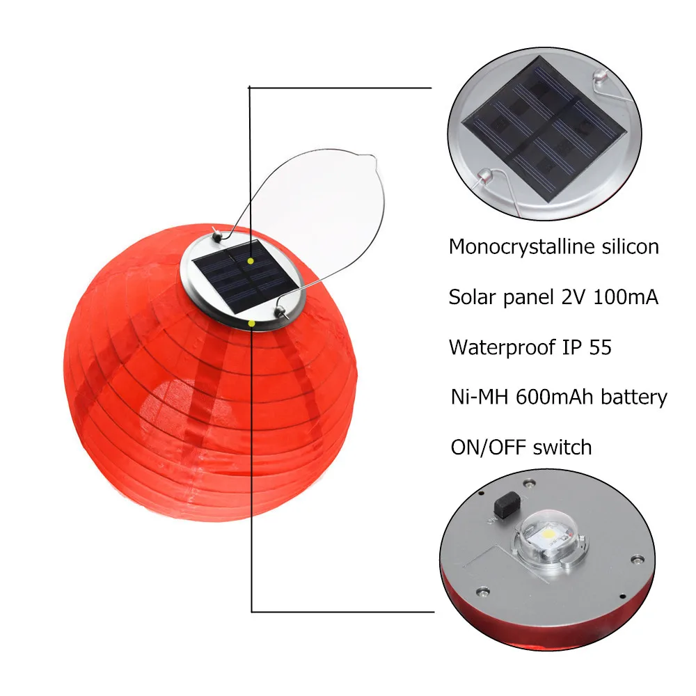 Фонарь на солнечной батарее, уличное украшение, водонепроницаемый нейлоновый фонарь, шар, свадьба, сад, светодиодная лампа на солнечной батарее, сказочные огни