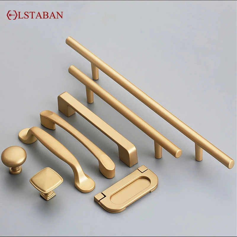 LSTABAN 96mm/128mm/192mm American-style Aluminum Alloy Golden Cabinet Handles Drawers Door Handles Kitchen Hardware Accessories