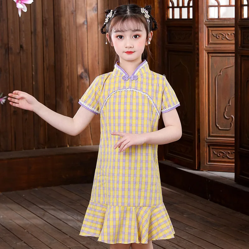 Mädchen Cheongsam Qipao Kleider Chinesischen Stil Retro Stickerei kinder Kleidung Tang Kleid Neue Jahr Traditionellen Party Kostüme