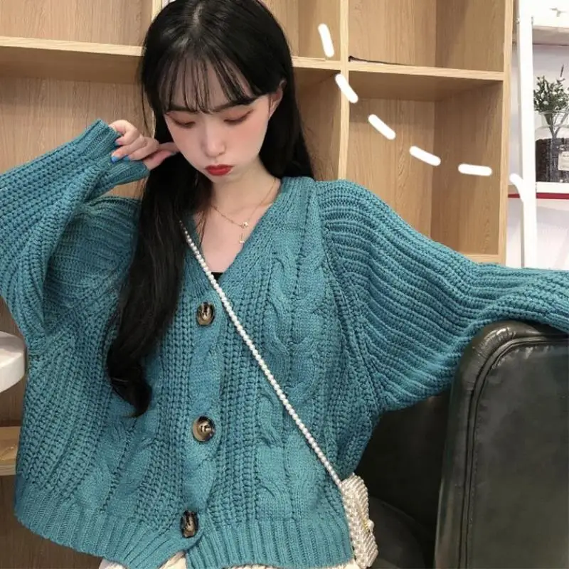 Women Casual Cardigans Fall Winter Sweater Cardigan Button Up Knitted Jackets Oversized Sweater Poncho Tops Knitted Cardigan