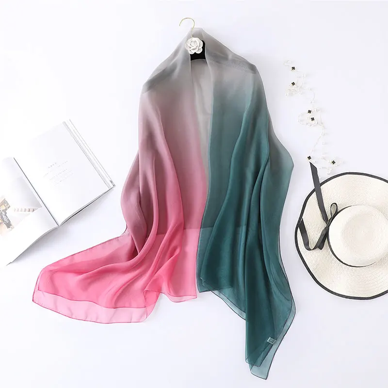 Écharpe d\'été en soie pour femmes, châles et enveloppes à la mode, grande taille, pashmina, étoles de plage, foulard dame, hijabs, 2024