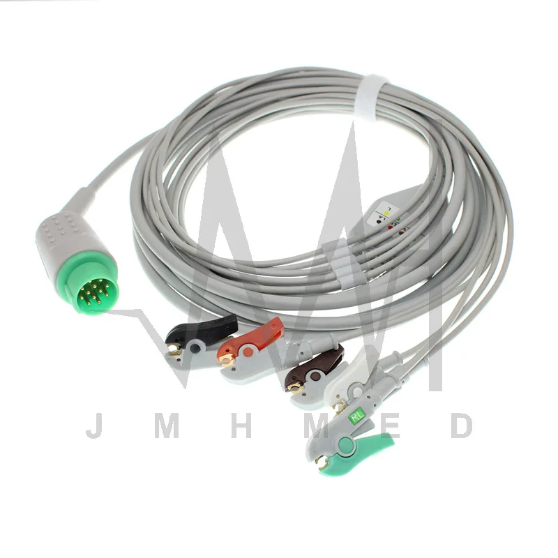 Compatible Biolight BLT M1000 M7000 M8000 M9000 M9500 Multi-Parameter Patient Monitor ECG EKG 3/5 Leads One-Piece ECG Cable