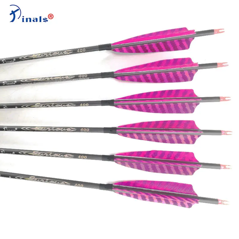 Carbon Arrows Archery 300 400 500 600 ID 6.2mm Shaft 5 Inch Turkey feather Internal nock Compound Traditional Bow Hunting Shooti