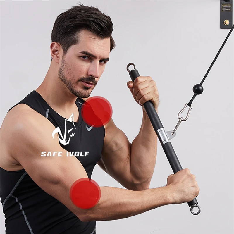 Fitness Gym Straight Rowing Bar Rotating Handle for DIY Pulley Cable Machine Lat Pull Down T-bar Biceps Triceps Back Blaster