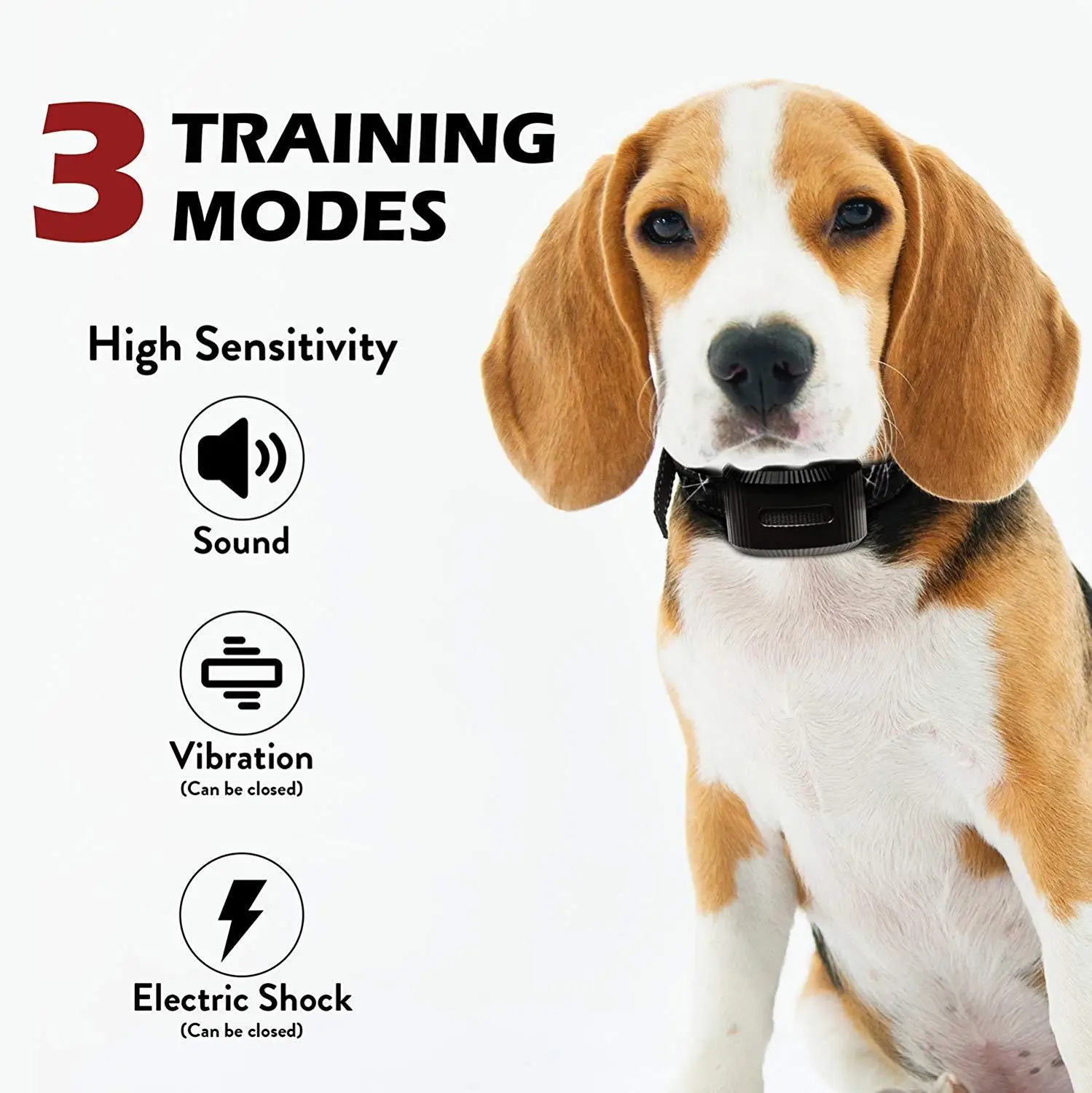 Dog Bark Collar Rechargeable Bark Terminator Advanced Bark Control Shock Vibra Dog Training Anti Bark Collar Pet Auto bark stop