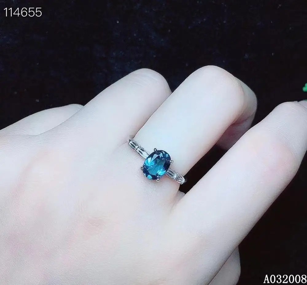 

KJJEAXCMY fine jewelry 925 sterling silver inlaid natural blue topaz ring vintage new female gemstone ring popular support test