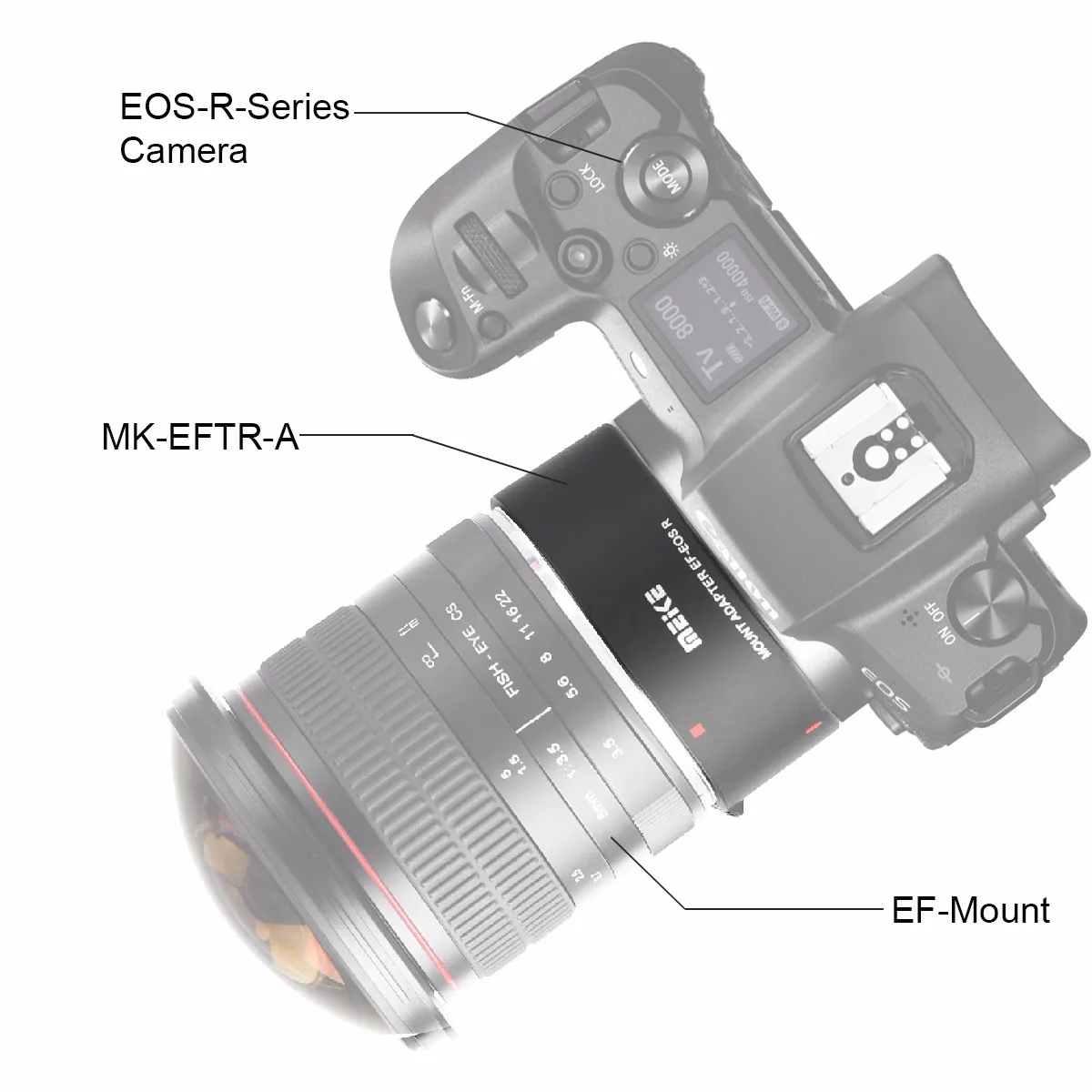 Meike Metal Lens Adapter EF-EOSR Auto-Focus Mount Converter for Canon EF Lens to EOS-R EOS-RP R5 R6 and RED Komodo Cameras