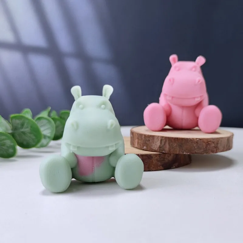 3D śliczne skórzane Hippo silikonowe formy do odlewania świec świeca DIY formy aromaterapia żywica epoksydowa forma gipsowa robienie mydła formy