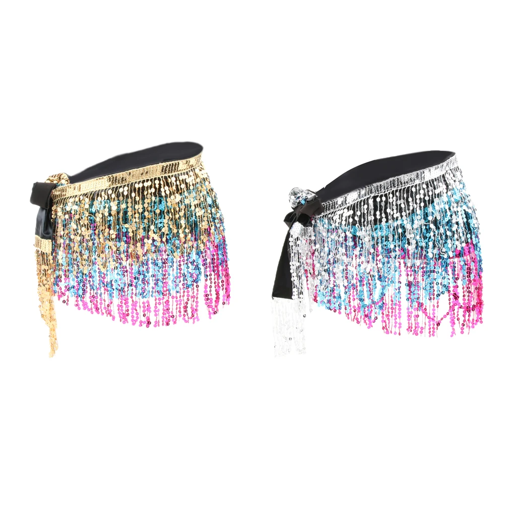 Sequin Belly Dance Hip Wrap Scarf Skirt Belt Dancing Costume Dancewear Raves