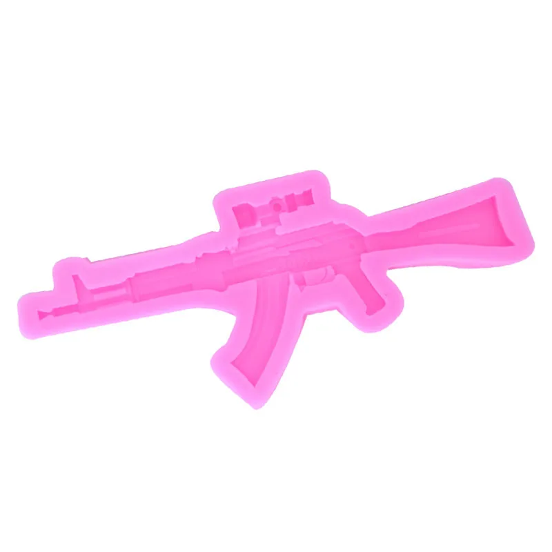 Game Mechanism Gun Bullet Silicone Mould Rifle Biscuit Chocolate Turn Sugar Clay Cake Decoration Mold Baking Accessories