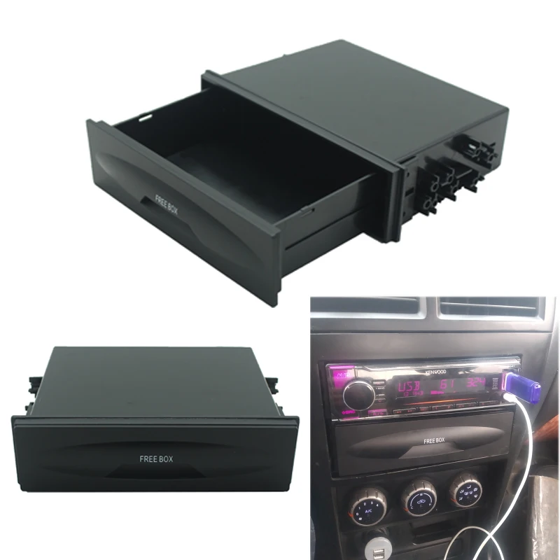 Universal Single 1 Din Car Radio Installation Pocket Kit Auto Storage Box  Cx-38 Pencil Case Handy Drawer Cup Holder