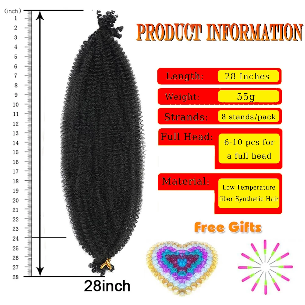 Marely Braiding Crochet Hair Long Springy Afro Twist Crochet Hair Women DIY Kinky Bulk Hair Extensions for Braids 28Inch