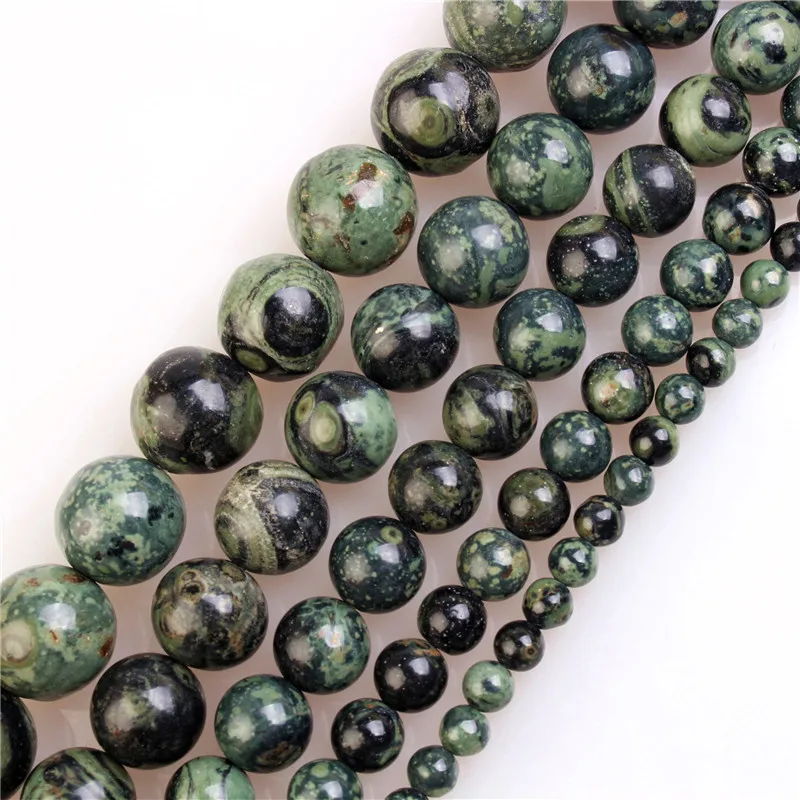 Natural Green Eyes Jasper Gemstone Round Loose Beads For Jewelry Making 4 6 8 10 12MM