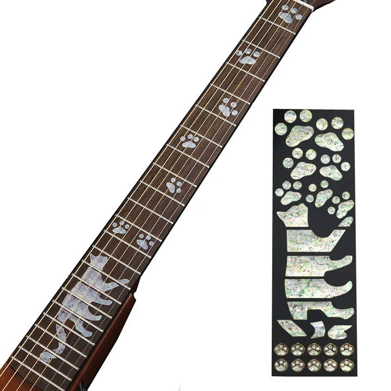 1Pcs Removable Guitar Fingerboard Sticker Shell Carving Inlay Decal High Viscosity Without Glue Mark  For Electric Acoustic Part