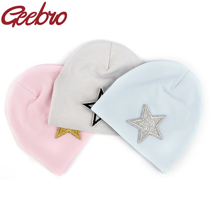 

Geebro Sequins Star Baby Hat Newborn Spring Winter Warm Stretch Cotton Baby Hat Solid Color Cute Beanie For Baby Girls Boys