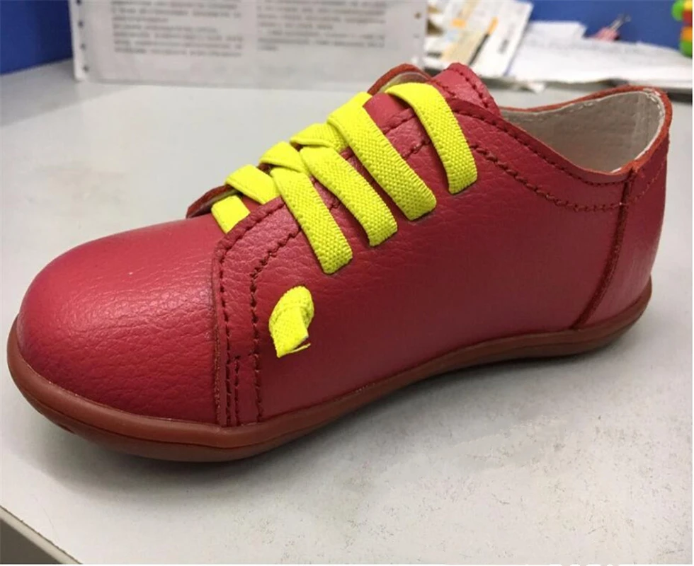 ZZFABER Genuine Leather shoes For Girls Boys Soft Bottom Anti-slip kids Shoes Casual Round Toe Lace Up Footwear