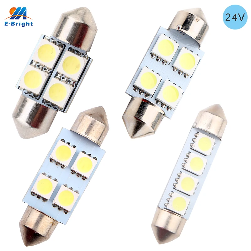 

10PCS C5W Festoon Lights 24V 5050 4SMD 36MM 31MM 39MM 41MM For Car Vehicle License Plate Lamp Interior Dome Map Bulbs White