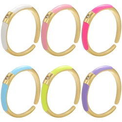 ZHUKOU gold color enamel Dripping oil ring for women cubic zirconia open ring summer neon party ring jewelry wholesale VJ238