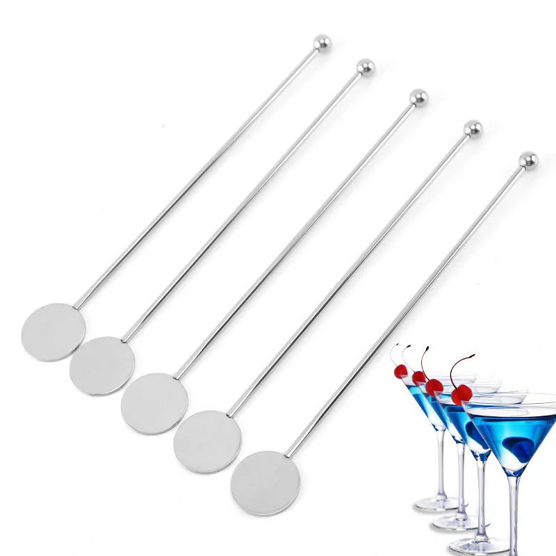 100Pcs/Lot Stainless Steel Swizzle Mixing Sticks Bar Cocktail Muddler Drink Mixer Stirring Sticks Wholesale