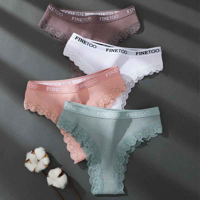 FINETOO kobiety bawełniane majtki M-2XL Sexy Hollow Out koronkowe majtki kobiet list pas brazylia bielizna dziewczyna duży rozmiar majtki bielizna