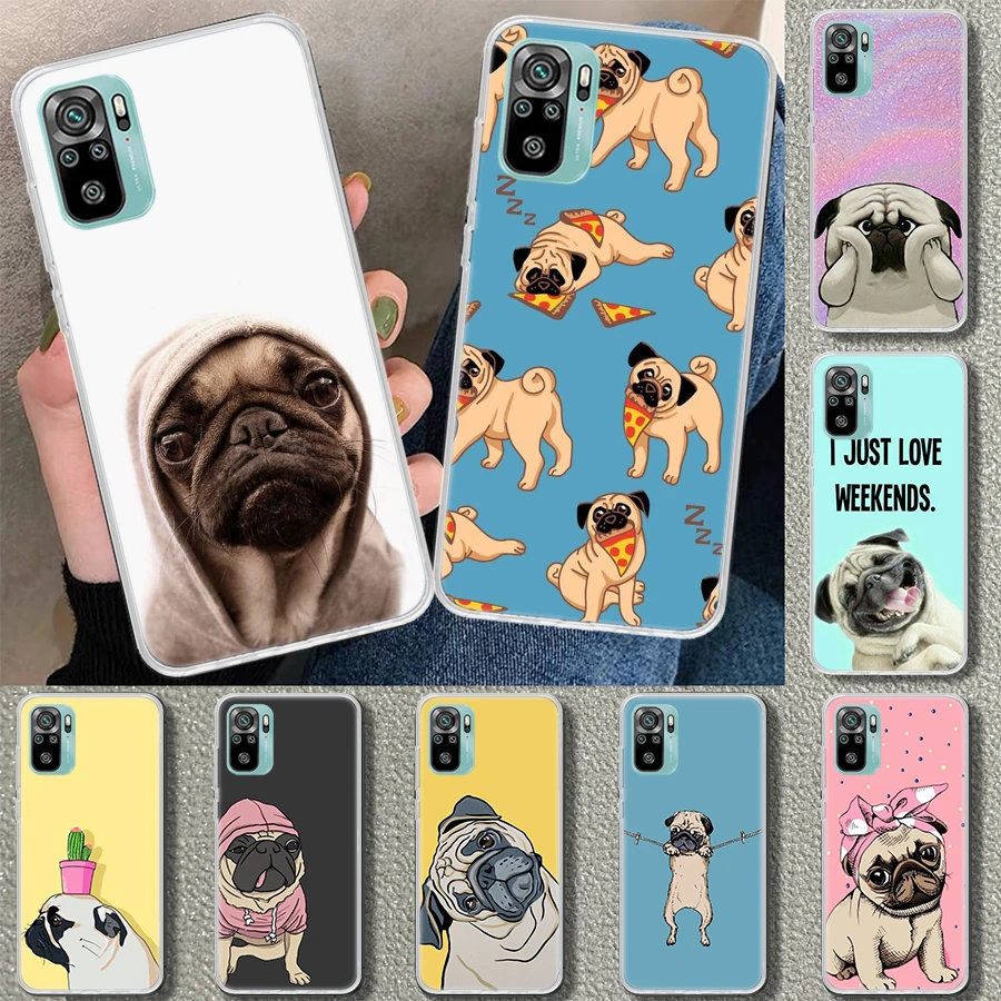 Cute Pug Dog Phone Case Cover for Xiaomi Redmi Note 13 12S 12 11 11S 11T 11E 10 Pro 10S 9 9S 9T 8 8T 7 Plus Print Coque Case Cov