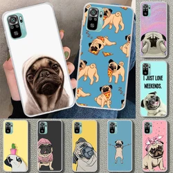 Cute Pug Dog Phone Case Cover for Xiaomi Redmi Note 13 12S 12 11 11S 11T 11E 10 Pro 10S 9 9S 9T 8 8T 7 Plus Print Coque Case Cov