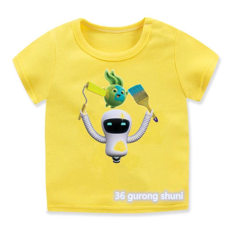 New Summer Style Boys T-Shirt Funny Sunny Bunnies Cartoon Print Toddler Tshirt Fashion Trend Children'S Clothes Yellow Shirt Top
