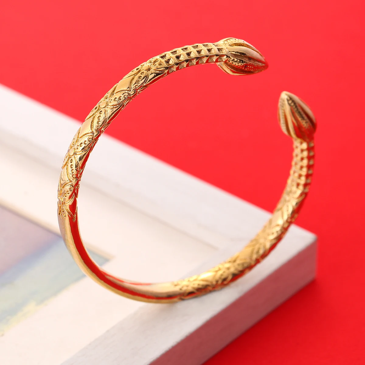 Ethiopian Real Man Jewelry Accessories Gold Color Opening Embossing Charm Bangles