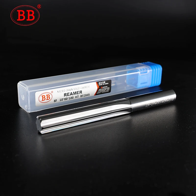 BB Carbide Machine Reamer Straight Spiral Flute Uncoated H7 Tolerance Chucking Metal Cutter Tungsten Steel CNC Inner Hole Tool