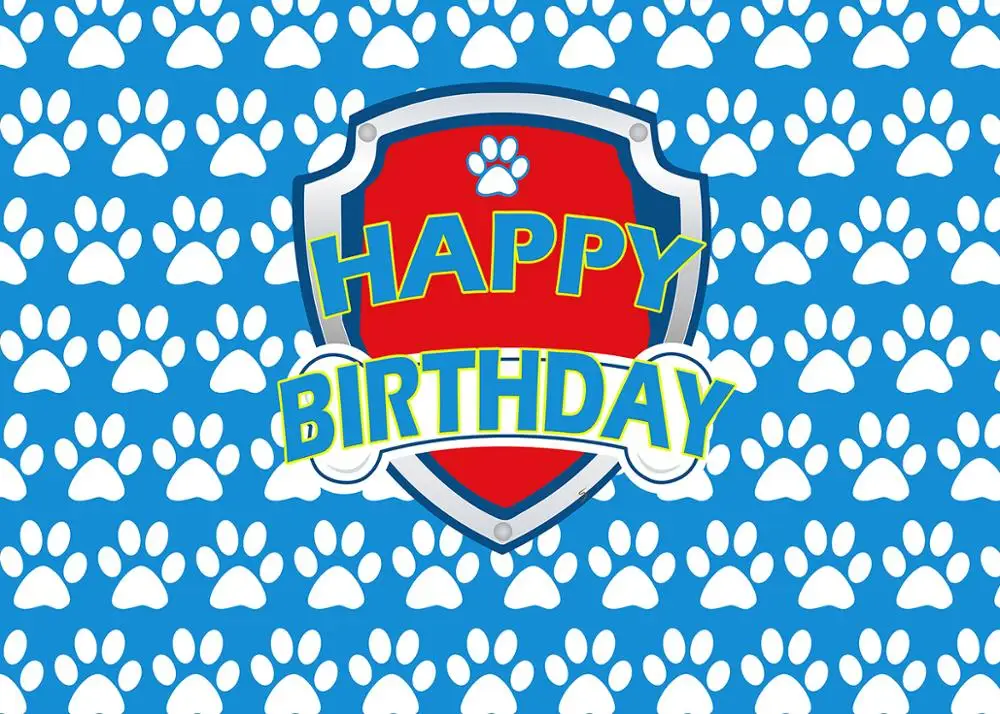 Capisco Photography Background Kids Baby Birthday Banner Backdrop Patrol Dog Party Blue Paw Children Photo Background Photocall