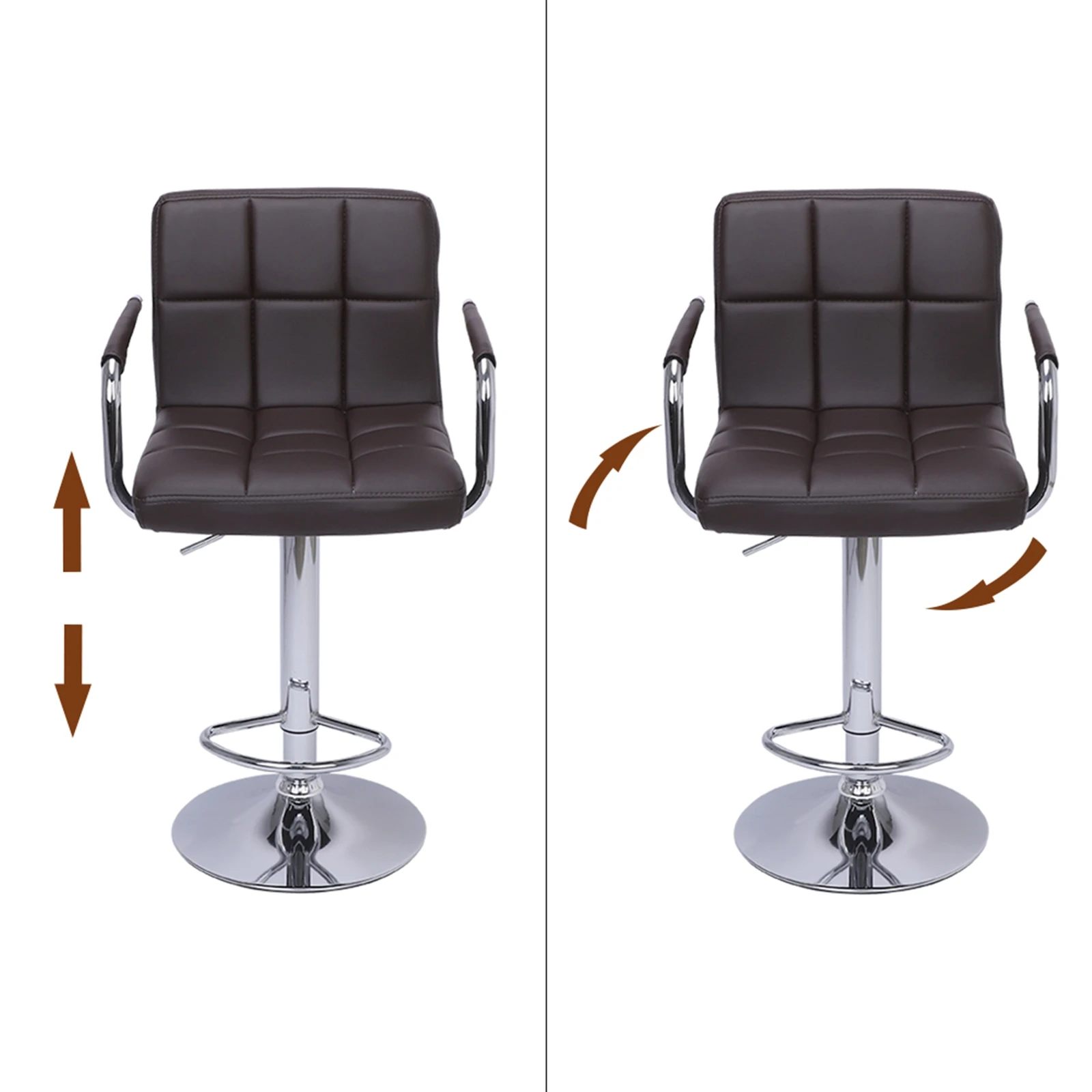 2pcs 60-80cm 6 Checks Round Cushion Bar Stools with Armrest Coffee  Bar Stools Spa Tattoo Facial Massage Salon Furniture