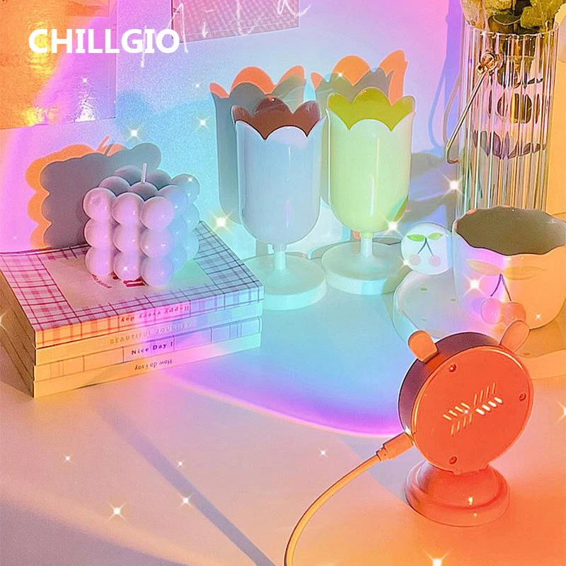 CHILLGIO Mini Sunset Light Atmosphere Ins Projector Photo LED Rainbow Dawn Table Lighting Room Decor Portable USB RGB Night Lamp