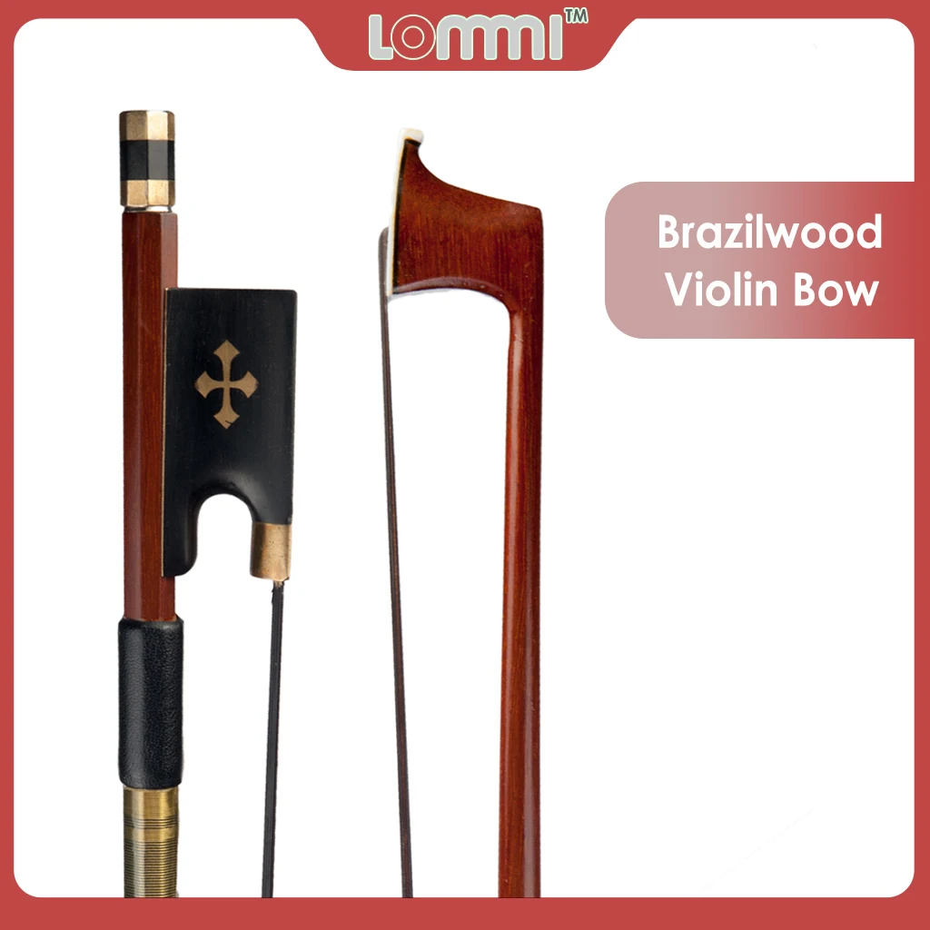 

LOMMI 4/4 Full Size Violin Bow Brazilwood Stick Black Horsehair Ebony Frog Abalone Shell Slide For Beginner Practice Nice Tone