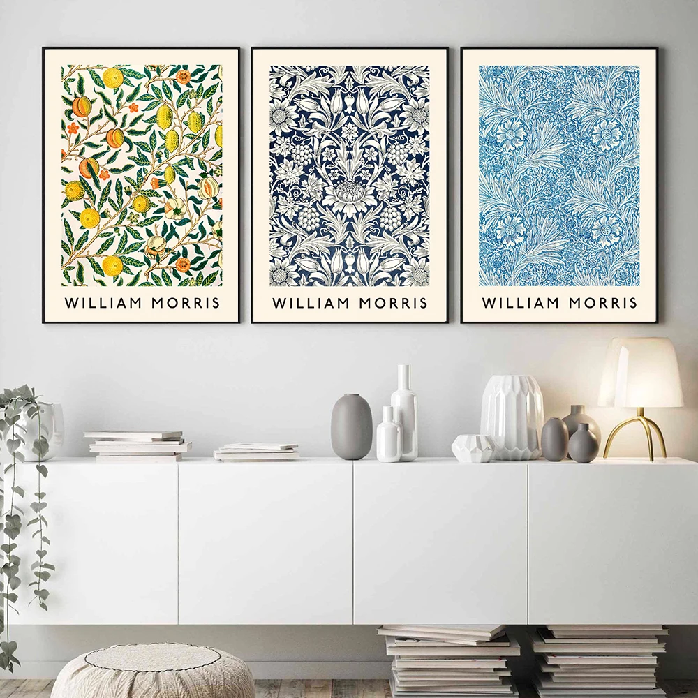 William Morris Posters Abstract Flower Fruit Exhibition Art Canvas Painting Prints Vintage Wall Art Pictures Living Room Decor