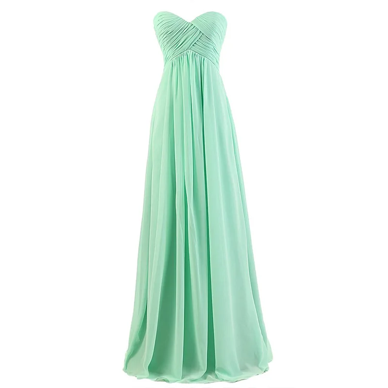 A Line Chiffon Pleat Elegant Strapless Sweetheart Bridesmaid Dresses Wedding Party Evening Formal Prom Robe De Soiree Zipper