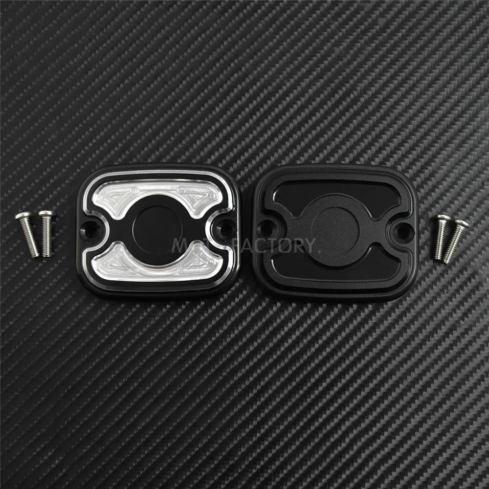 Motorcycle Front Brake Reservoir Master Cylinder Cover CNC Aluminum For Harley Softail Dyna 96-15 Touring Road King Glide 01-07