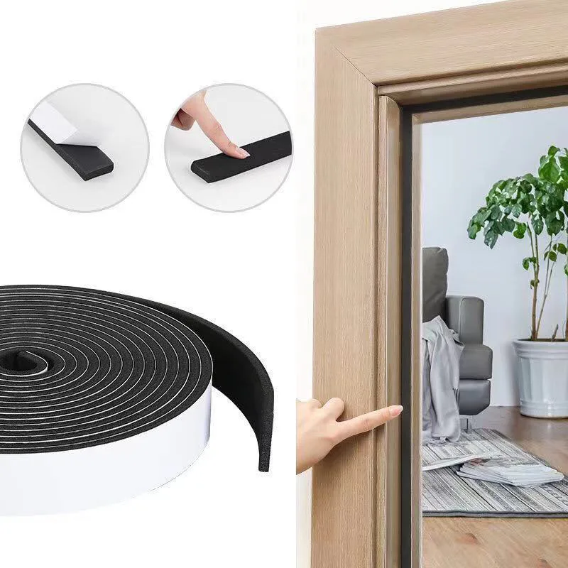 2M Sponge Foam Seal Strip Tape Adhesive Anti Collision Soundproof Weather Stripping for Doors Windows Furniture Protection