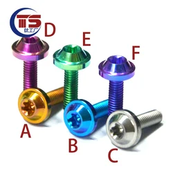 TS 6pcs Titanium Alloy Torx Screw Bolts M4/M5 for Bicycle Motorcycle Car MTB Brake Disc Bracket Ti Screw Fastener