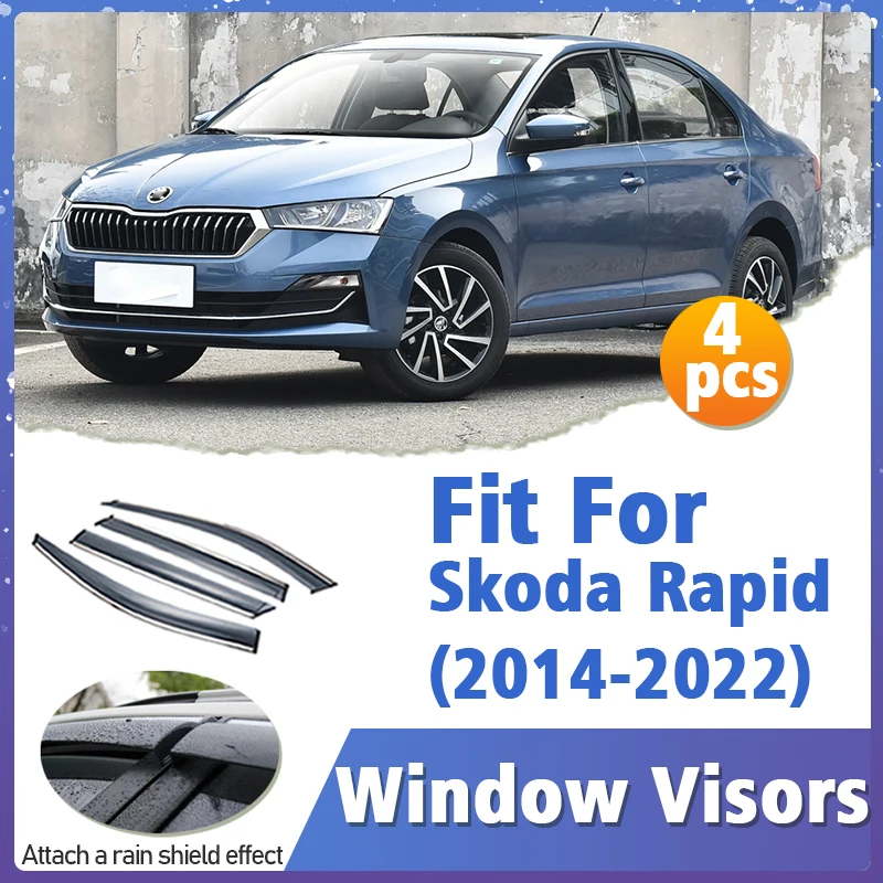 

Window Visor Guard for Skoda Rapid 2014-2022 Vent Cover Trim Awnings Shelters Protection Sun Rain Deflector Auto Accessories