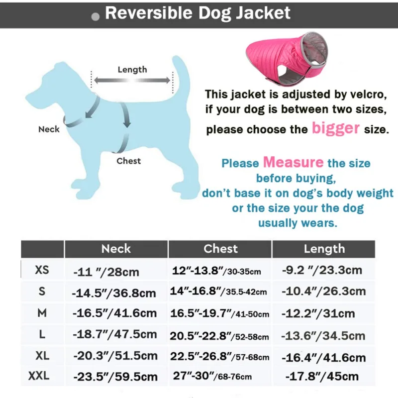 Warm Winter Dog Clothes Windproof Waterproof Reversible Puppy Vest Coat Clothing Suit for Chihuahua Yorkshire Pet Apparel