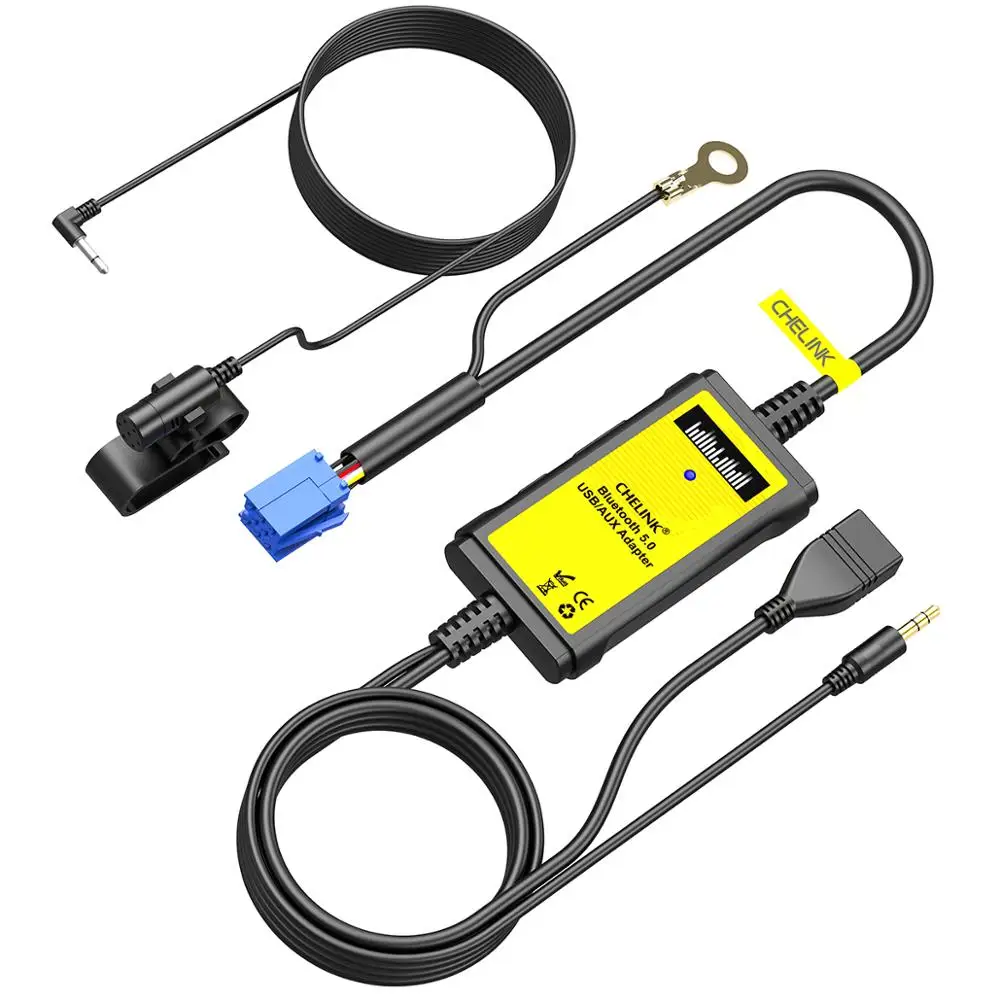 

Автомобильный беспроводной адаптер зарядного устройства CHELINK 5,0 Bluetooth CD MP3 USB вход AUX Mini ISO 8-контактный разъем для телефона