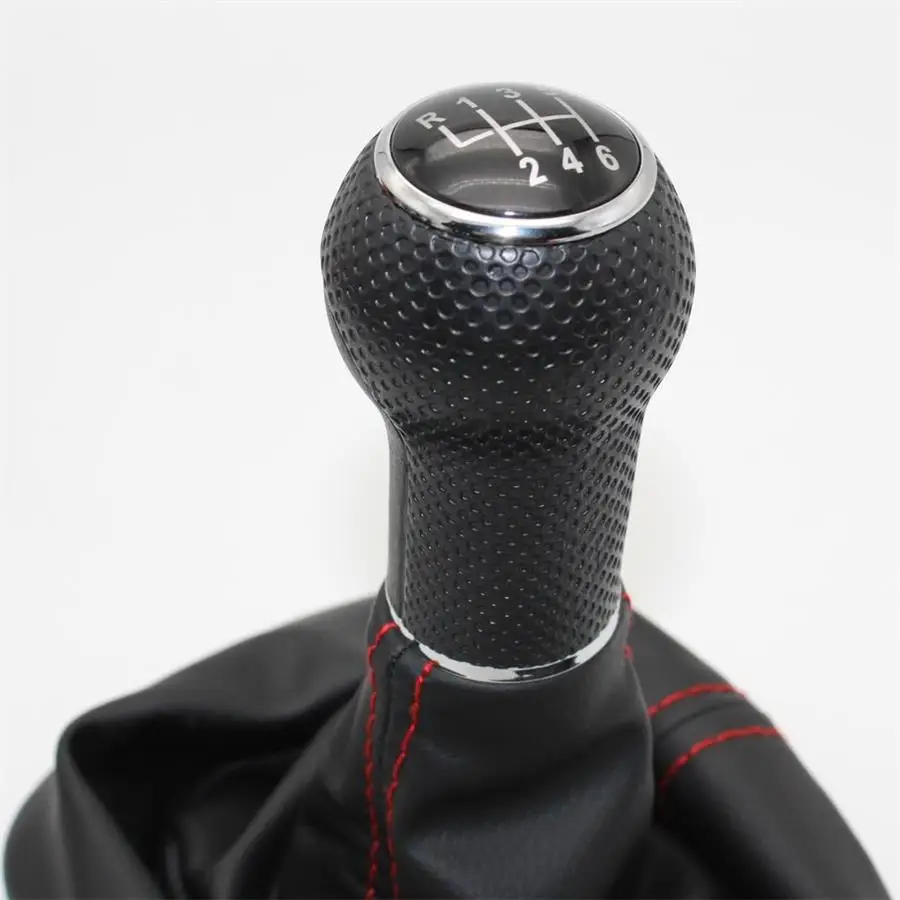 For Seat Leon 2000 2001 Toledo 1999 2000 2001 Car-Styling 6 Speed Gear 23 mm Hole Car Shift Knob With Leather Boot Red Line