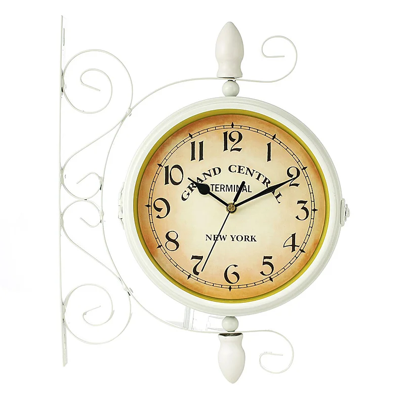 

Iron European Double-sided Wall Clock Retro Creative Watches Double-sideds Walls Clock Quartz Clocks Chandelier Wall Clockes