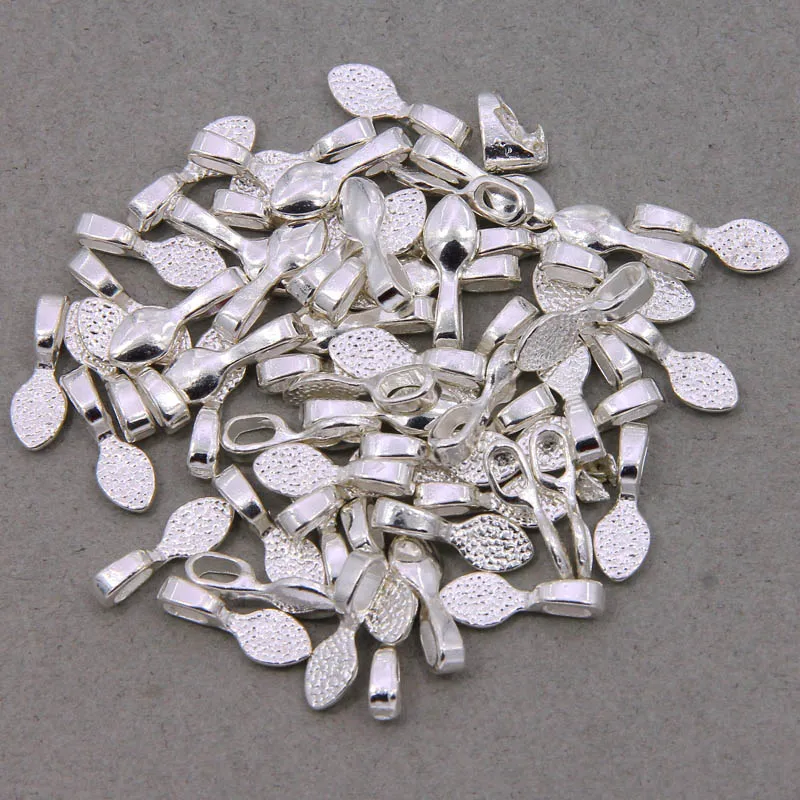 20pcs Spoon DIY Oval Leaf Jewelry Scrabble Glue On Earring Bails For Fitting Glass Cabochon Tiles Pendants 16*6mm