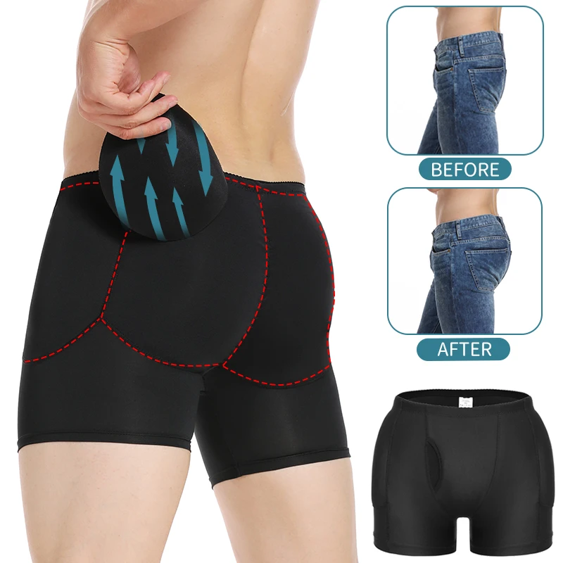 Homens acolchoados shapewear hip realçador bunda levantador emagrecimento corpo shaper compressão shorts boxer melhorando roupa interior controle calcinha