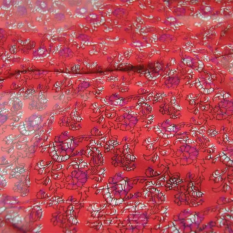 

Silk Georgette Chiffon Fabric Dress Large and Wide Dark Red Thin Skirt Shirt DIY Patchs Sewing