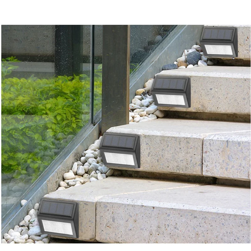 New Plastic Outdoor Waterproof 6led Led Solar Path Stair Light Solar Deck White Lights Balcony Garden Yard Fence Solar Lights