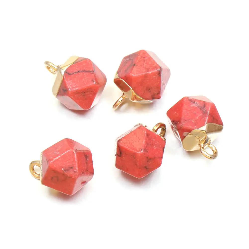 Natural Stone Pendant Golden Plated Square shape Faceted Pendant for Jewelry Making DIY Earring bracelet Necklace accessories