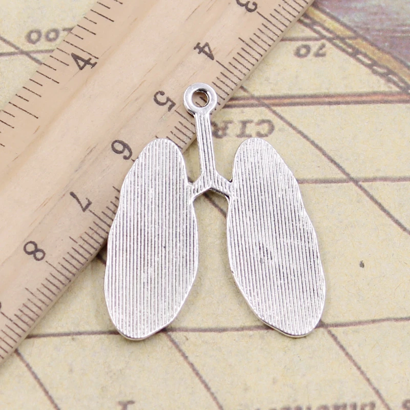 10pcs Charms Lung Respiratory System 39x30mm Tibetan Silver Color Pendants Antique Jewelry Making DIY Handmade Craft