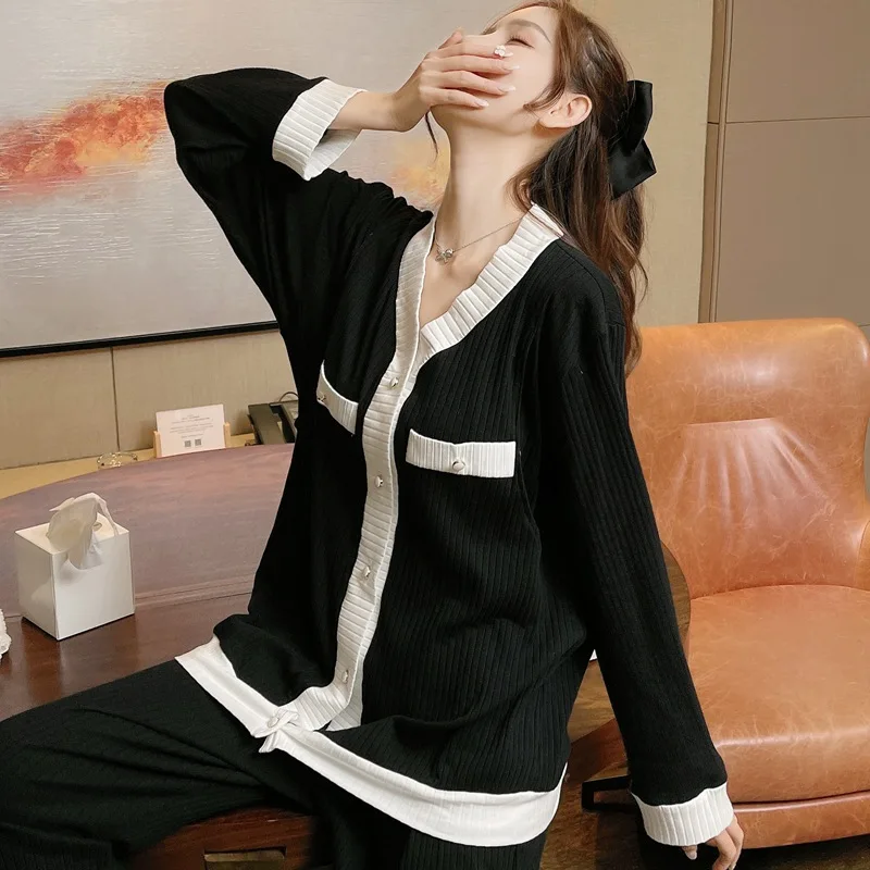 

Nursing Nightgown Maternity Pajamas Pregnancy Sleepwear Korean Cotton Kimono Maternity Wear Breastfeeding Clothes Homewear